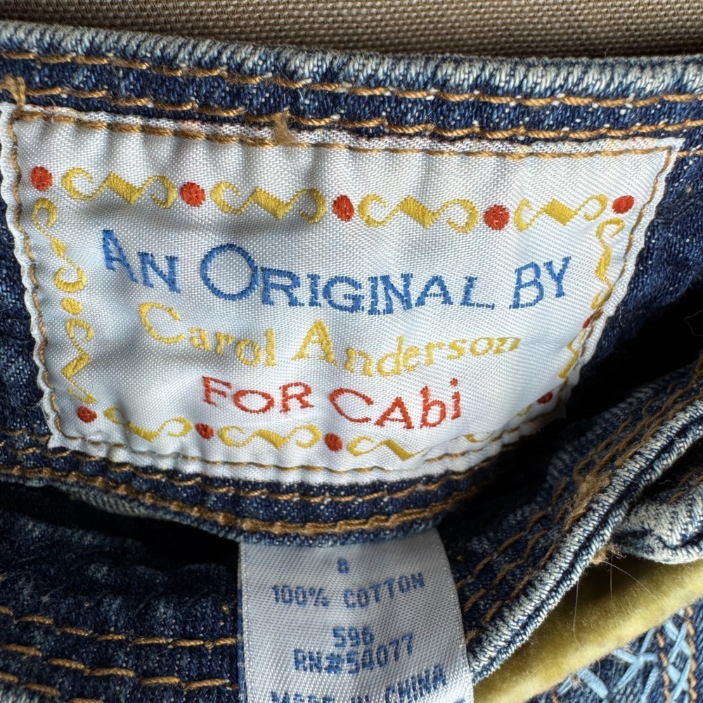 Carol Anderson for Cabi Boho Embroidered Denim Midi Whimsy Size 8 - Picture 5 of 6
